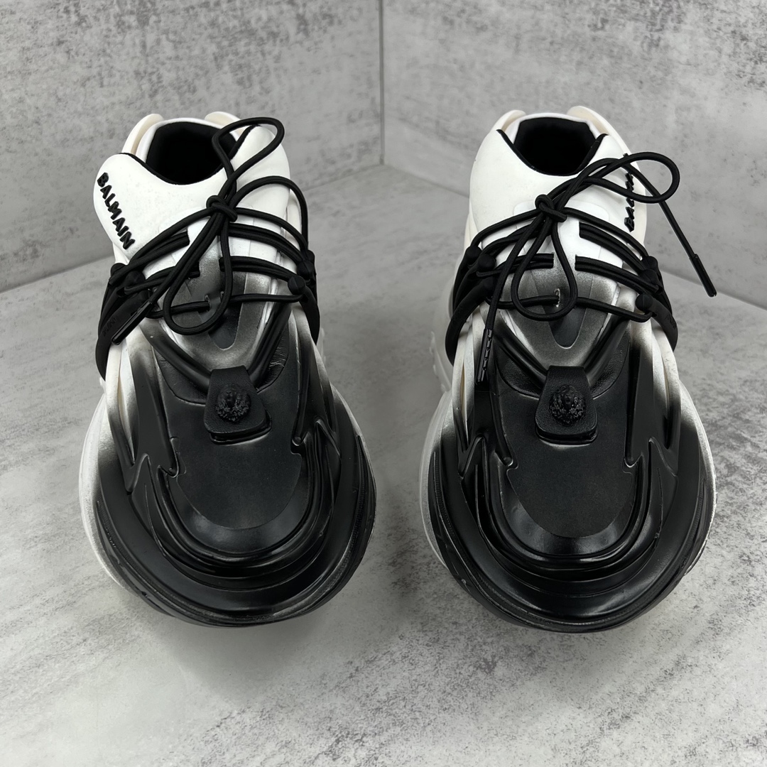 Bagsaaa Balmain Unicorn Low Top trainers in neoprene and leather white