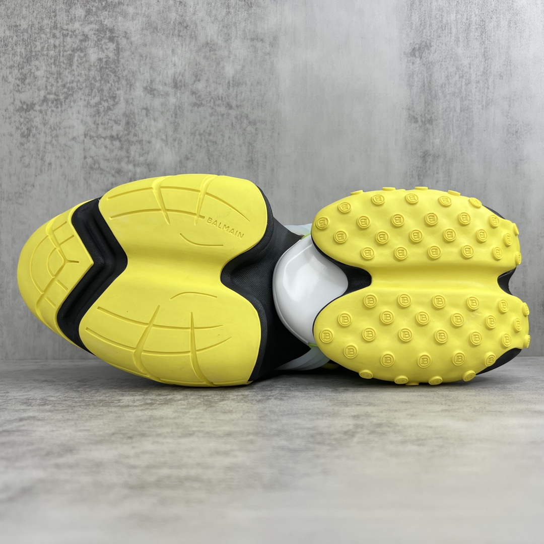 Bagsaaa Balmain Unicorn Low Top trainers in neoprene and leather yellow