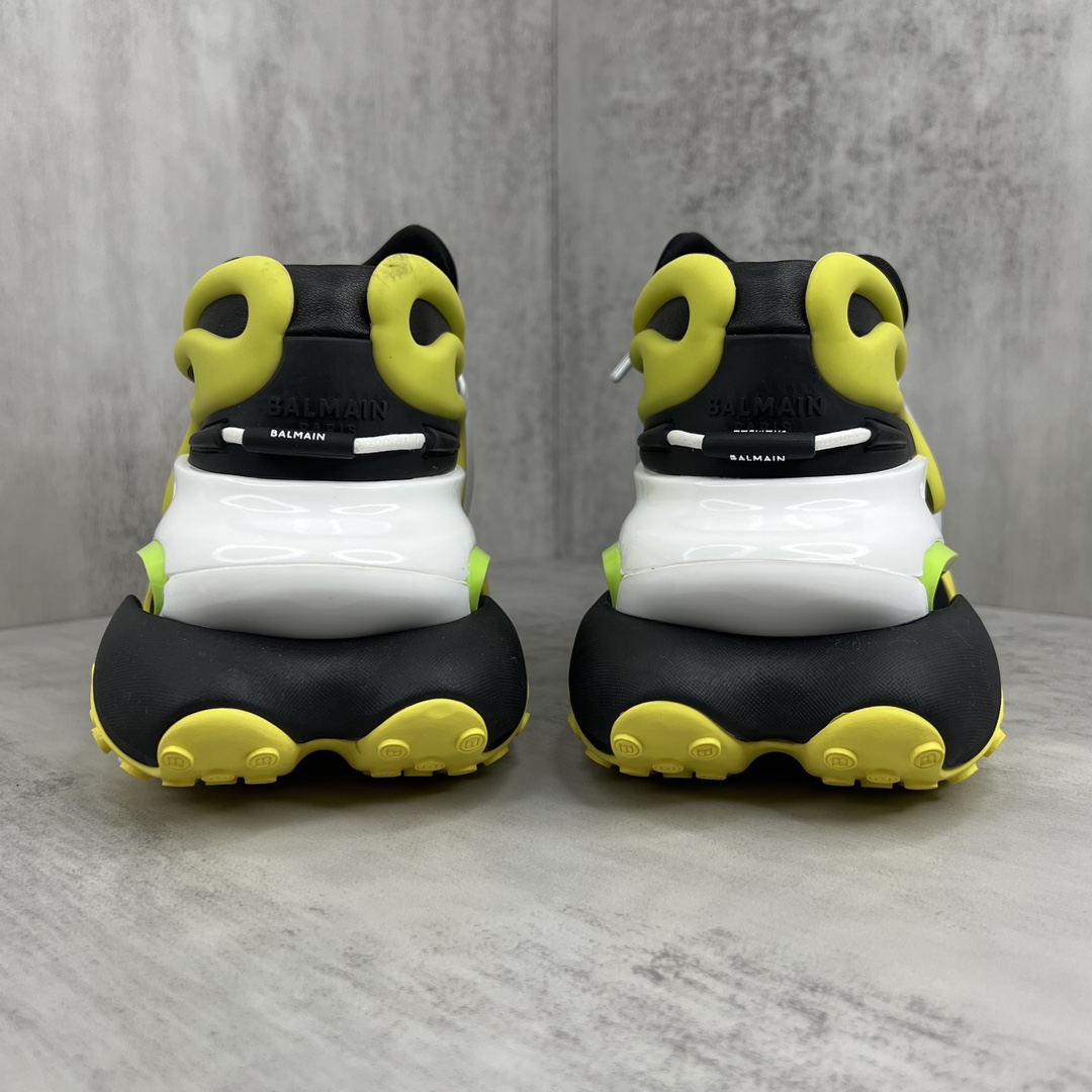Bagsaaa Balmain Unicorn Low Top trainers in neoprene and leather yellow