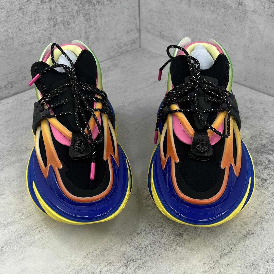 Bagsaaa Balmain Unicorn Low Top trainers in neoprene and leather multicolor 02