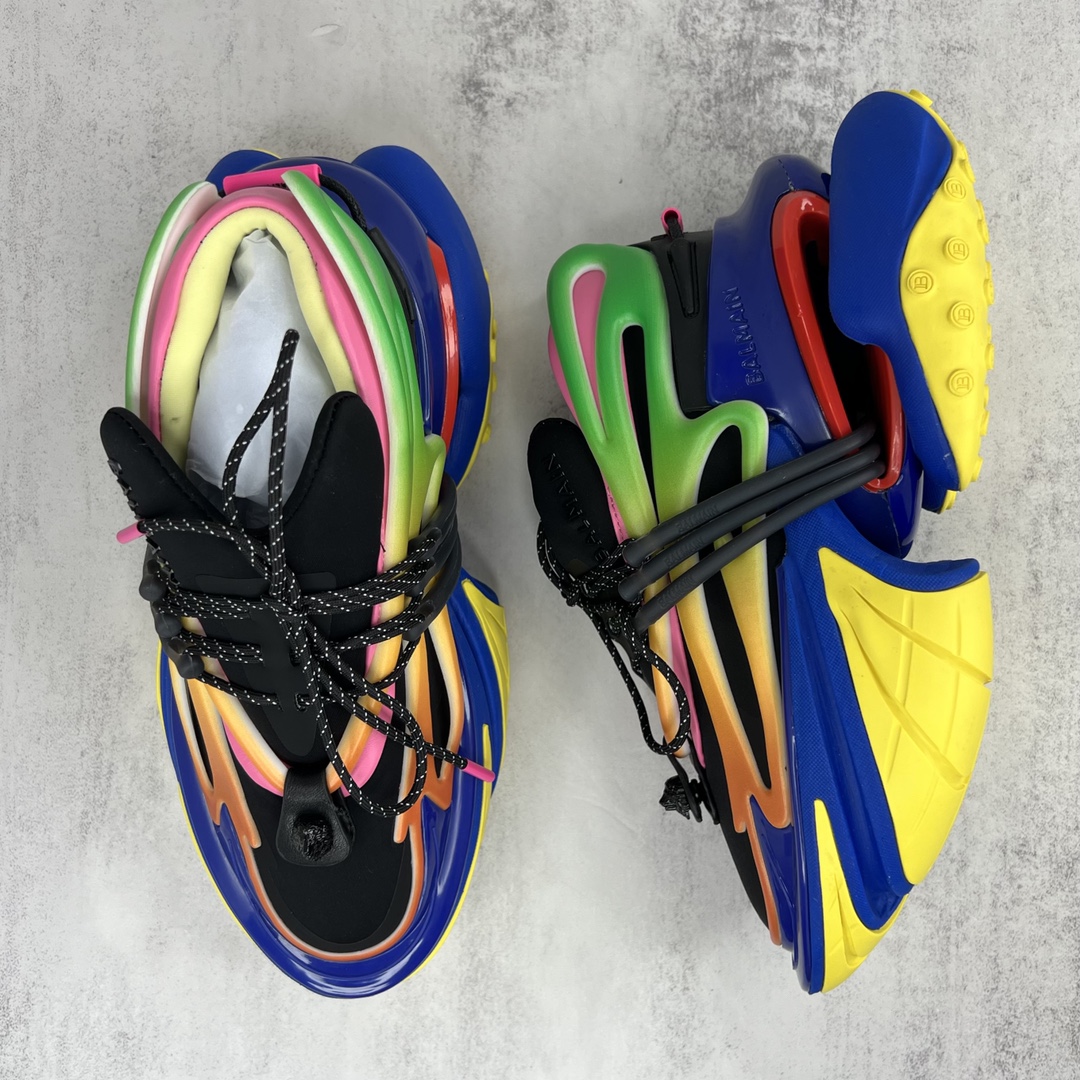 Bagsaaa Balmain Unicorn Low Top trainers in neoprene and leather multicolor 02