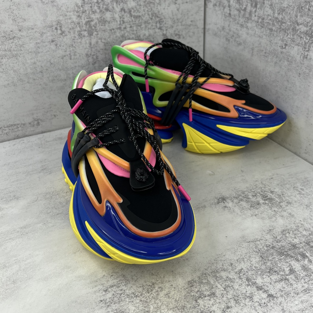 Bagsaaa Balmain Unicorn Low Top trainers in neoprene and leather multicolor 02