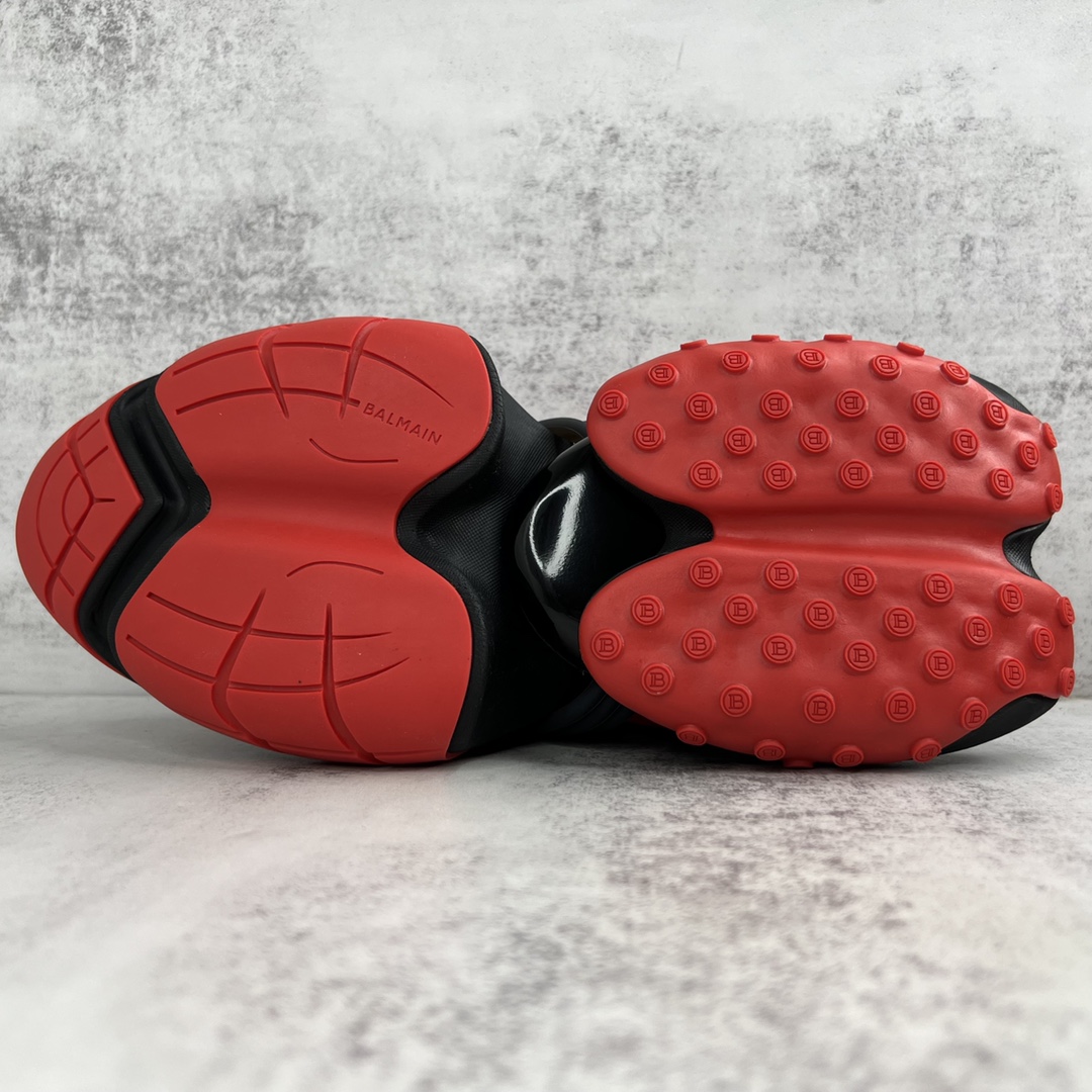 Bagsaaa Balmain Unicorn Low Top trainers in neoprene and leather black and red