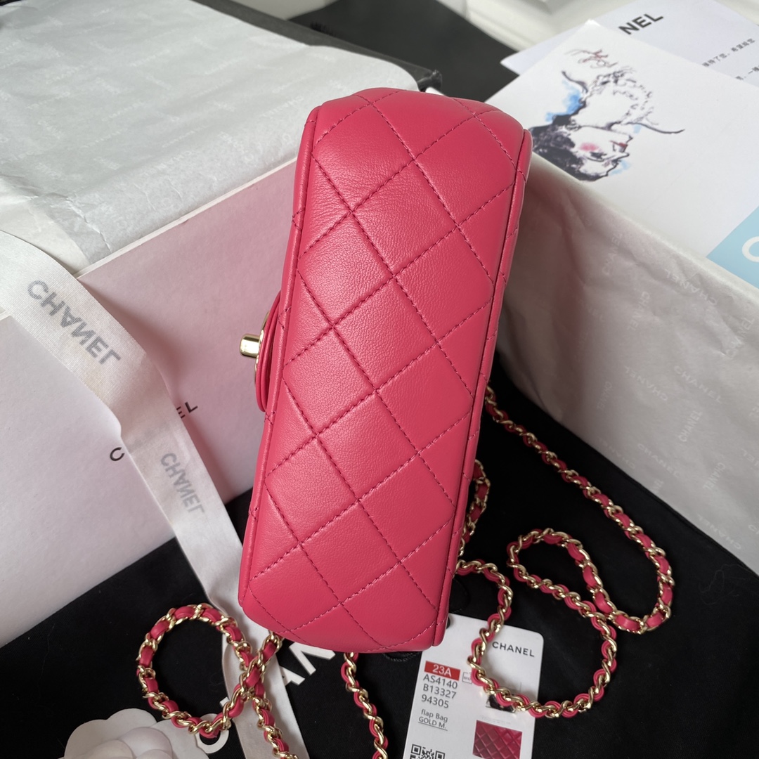 Bagsaaa Ch**el Crystal Top Handle Flap Bag Pink 18cm