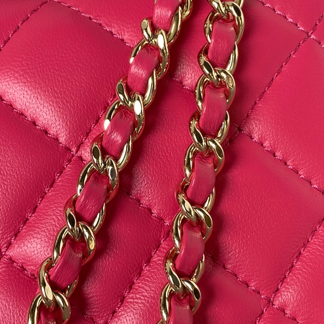 Bagsaaa Ch**el Crystal Top Handle Flap Bag Pink 18cm