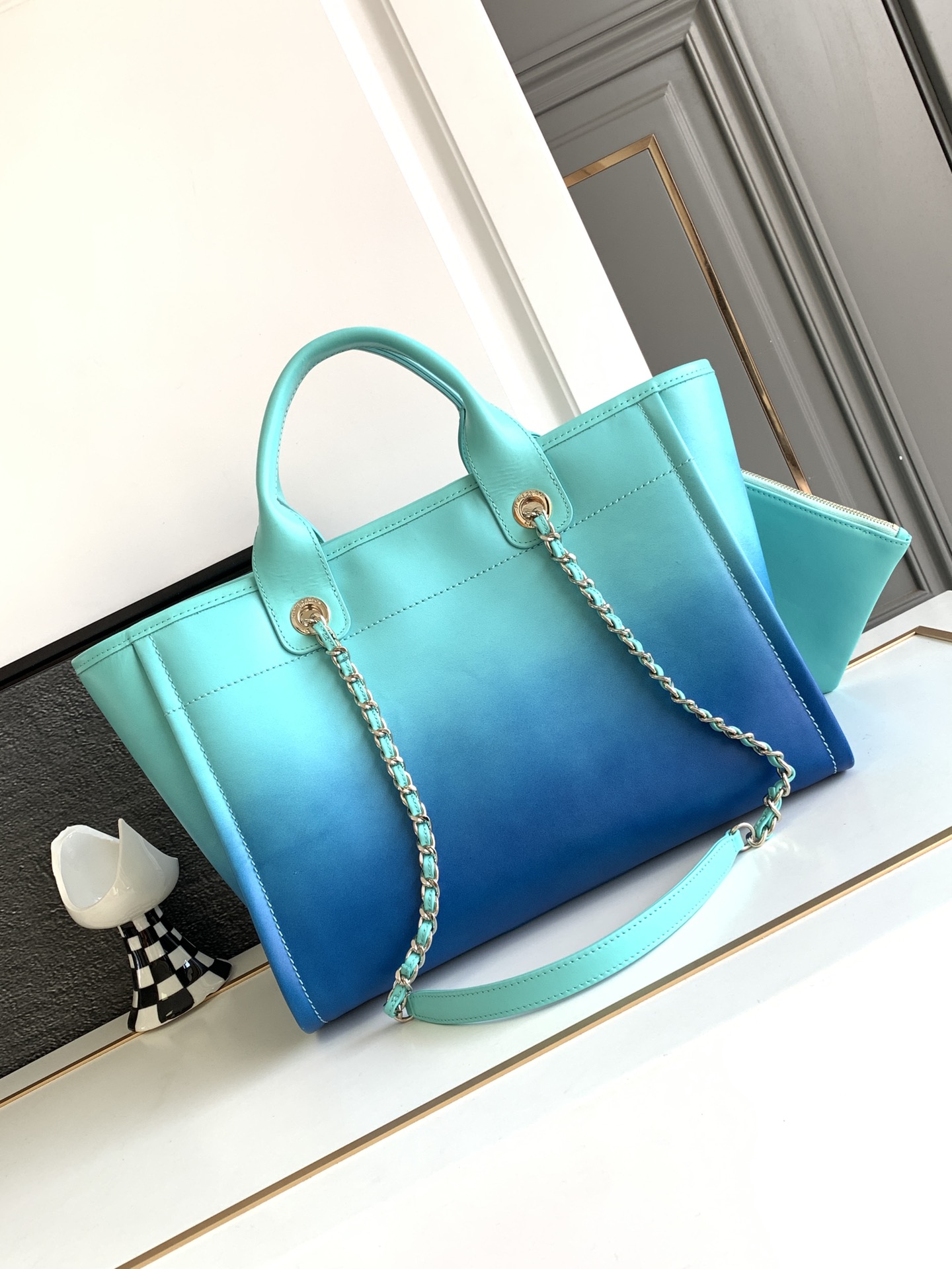 Bagsaaa Ch**el Shopping Tote Blue Bag 32cm