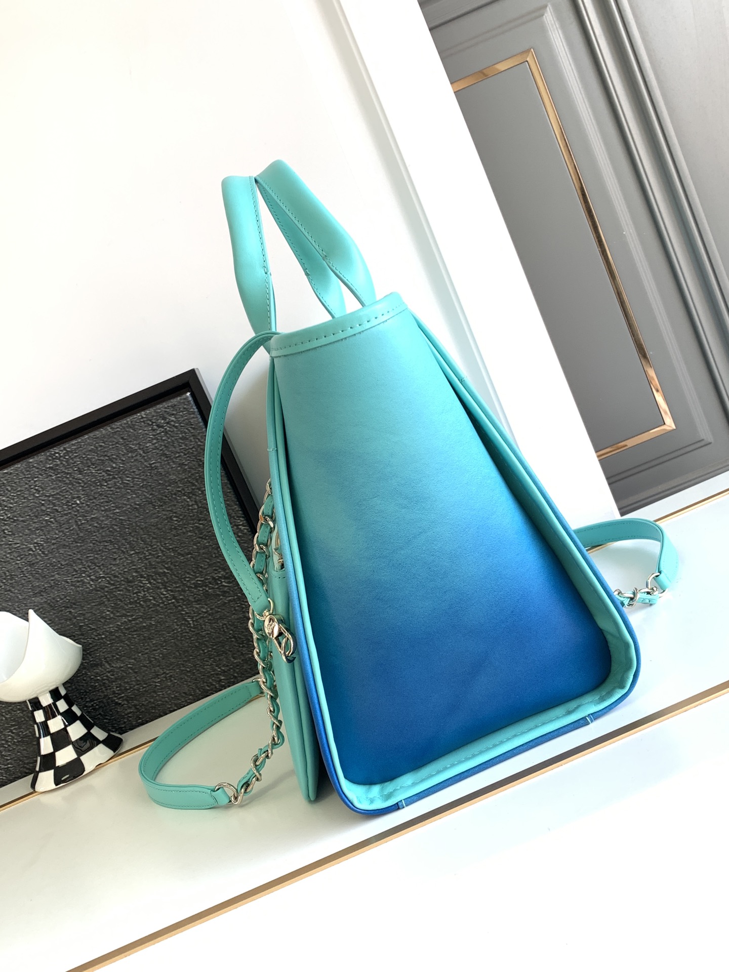 Bagsaaa Ch**el Shopping Tote Blue Bag 32cm