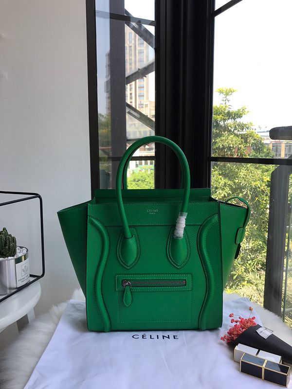 Bagsaaa Ce1i*e Micro Luggage Calfskin Handbag in green
