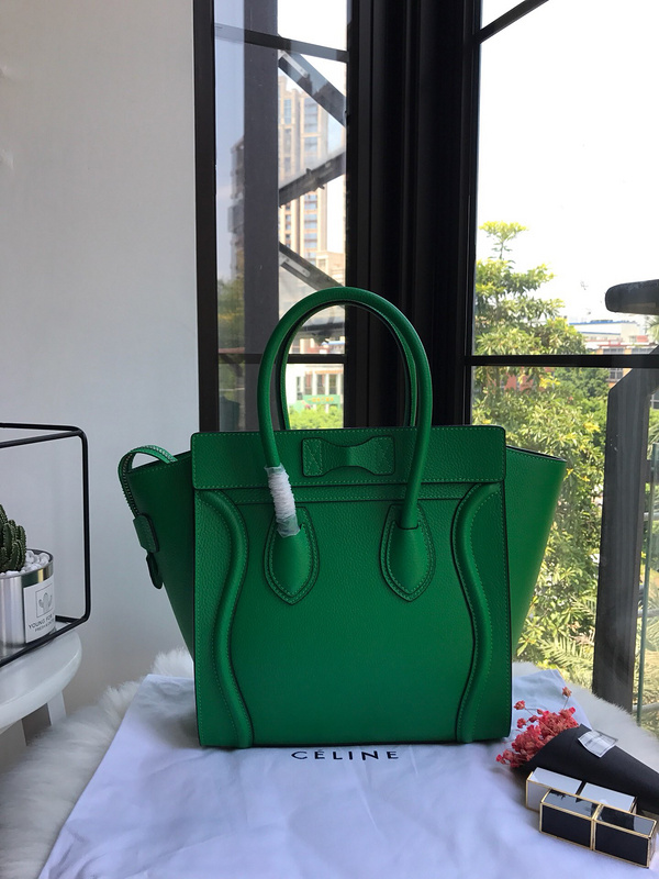 Bagsaaa Ce1i*e Micro Luggage Calfskin Handbag in green