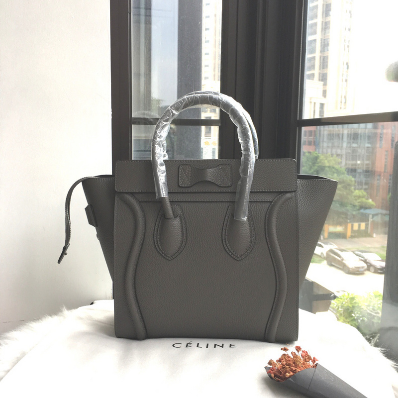 Bagsaaa Ce1i*e Micro Luggage Calfskin Handbag in greY