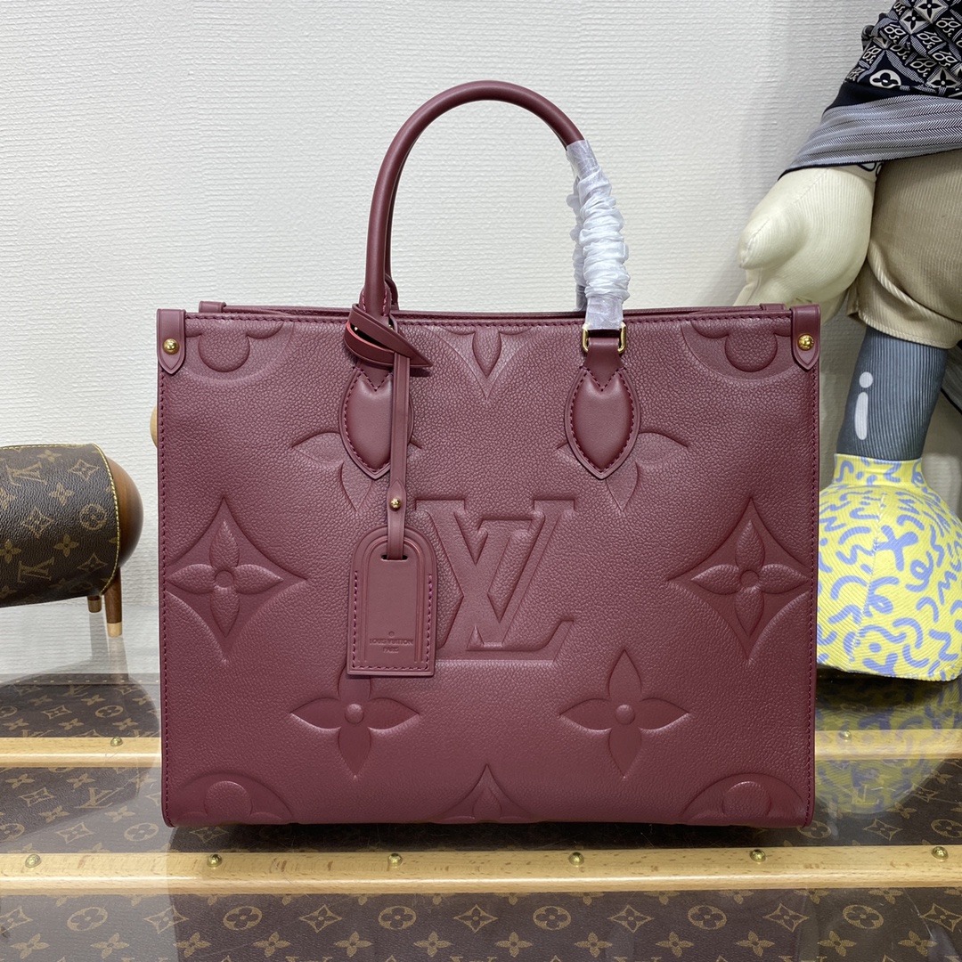 Bagsaaa L0vis Vvtt0n Onthego MM Monogram Empreinte Burgundy - 34-26-13cm