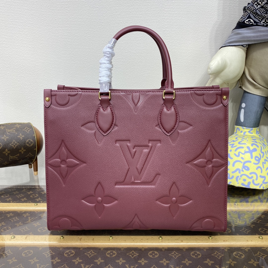 Bagsaaa L0vis Vvtt0n Onthego MM Monogram Empreinte Burgundy - 34-26-13cm