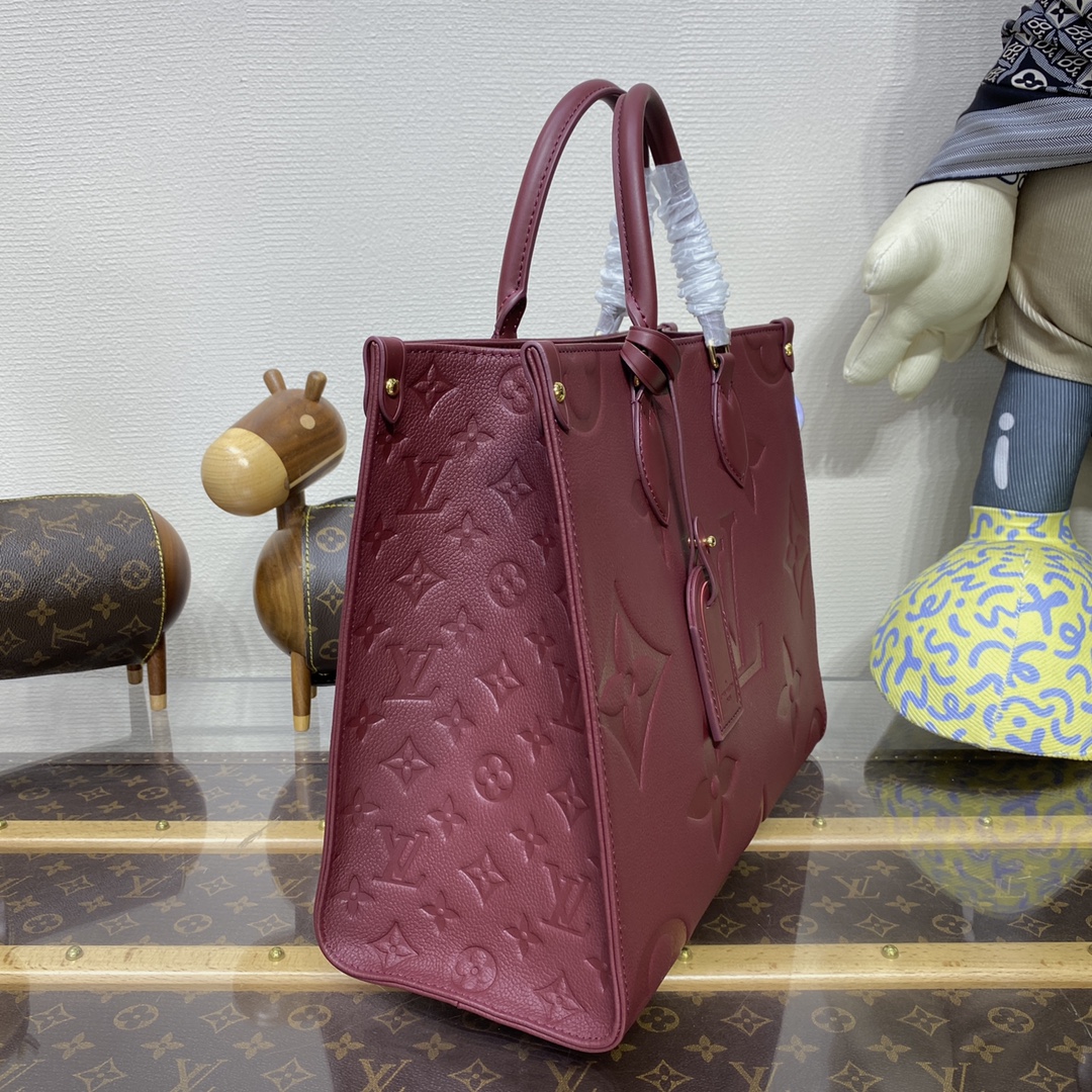 Bagsaaa L0vis Vvtt0n Onthego MM Monogram Empreinte Burgundy - 34-26-13cm