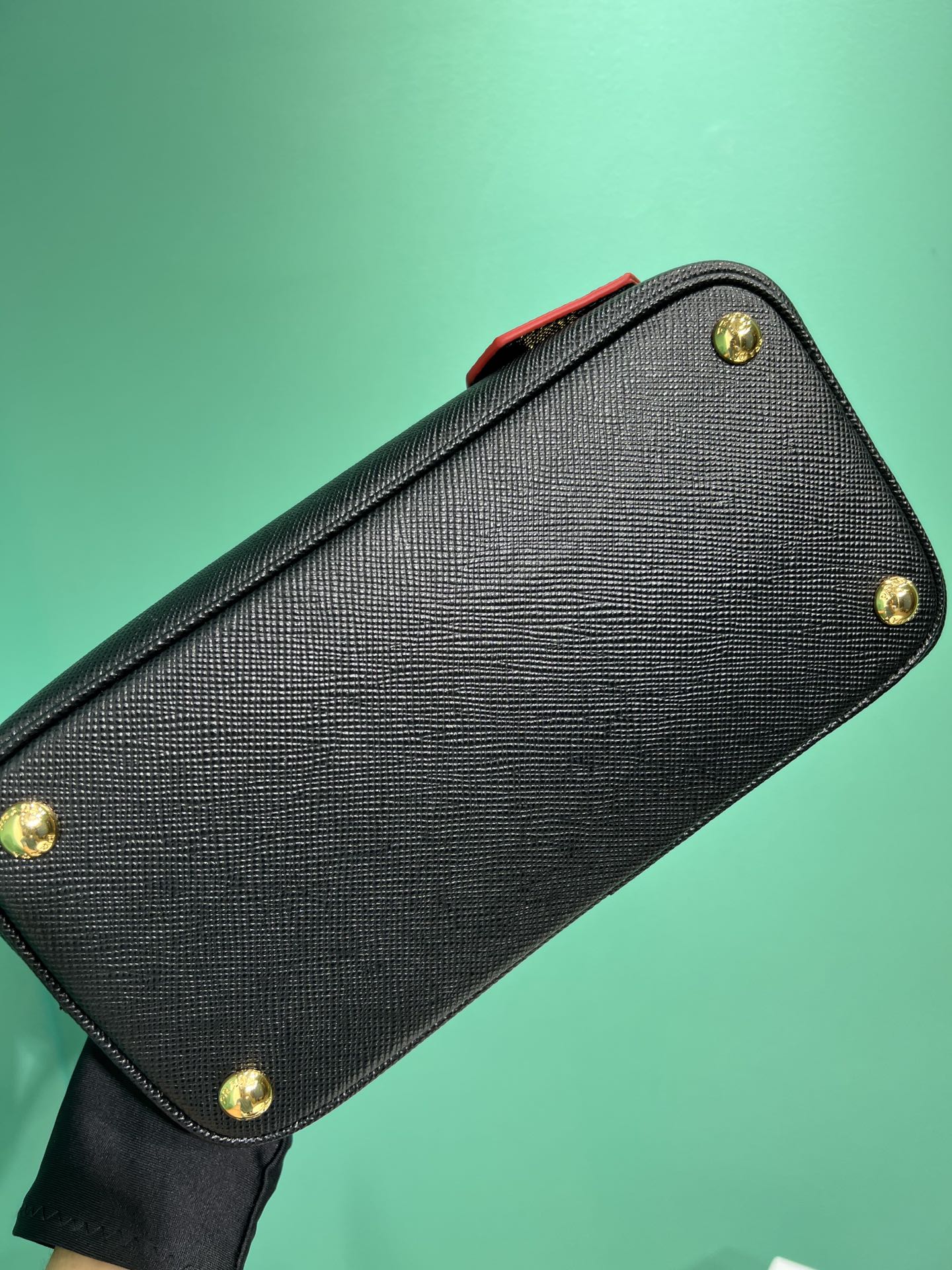 Bagsaaa Pra*a Double Saffiano leather black mini bag