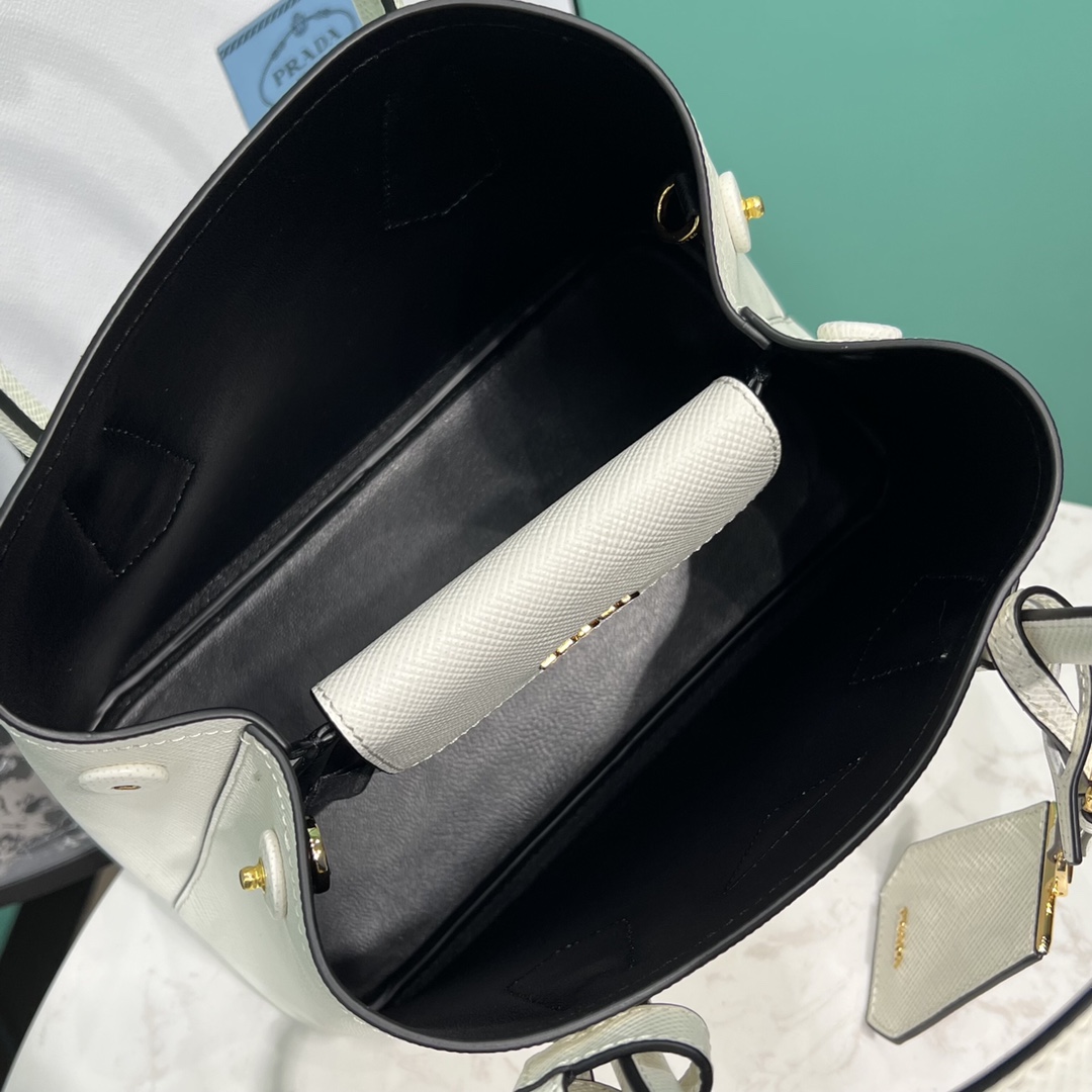 Bagsaaa Pra*a Double Saffiano leather white mini bag