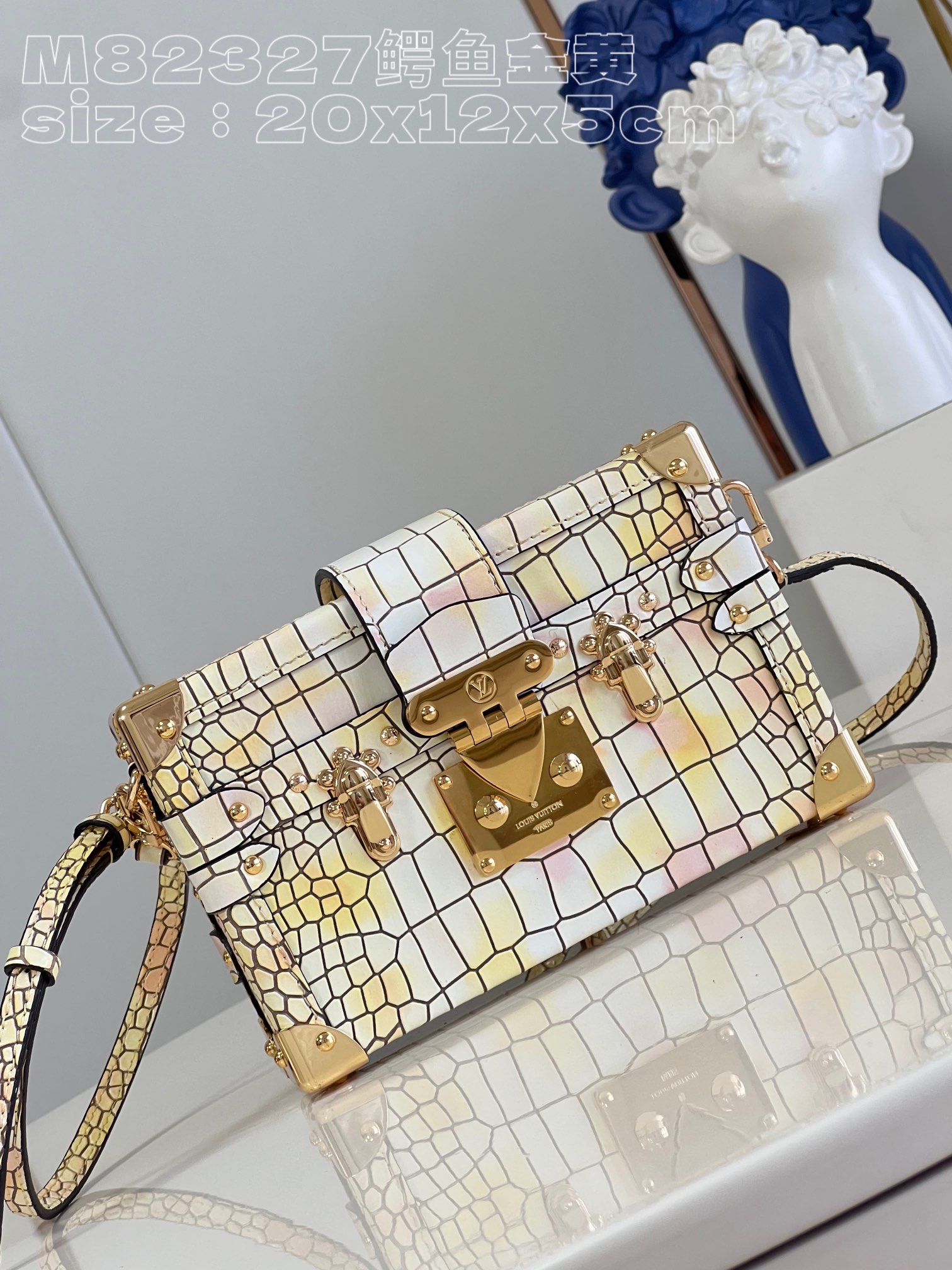 Bagsaaa L0vis Vvtt0n Petite Malle Bag Alligator crocodile leathe Royal Garden color