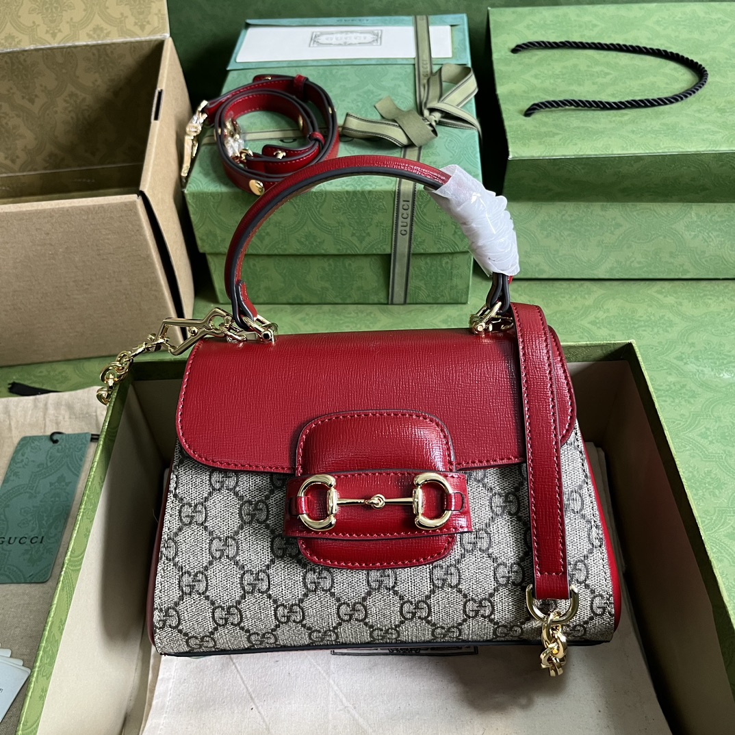 Bagsaaa Gvc*1 Horsebit 1955 mini bag ebony red - 22x16x10.5cm