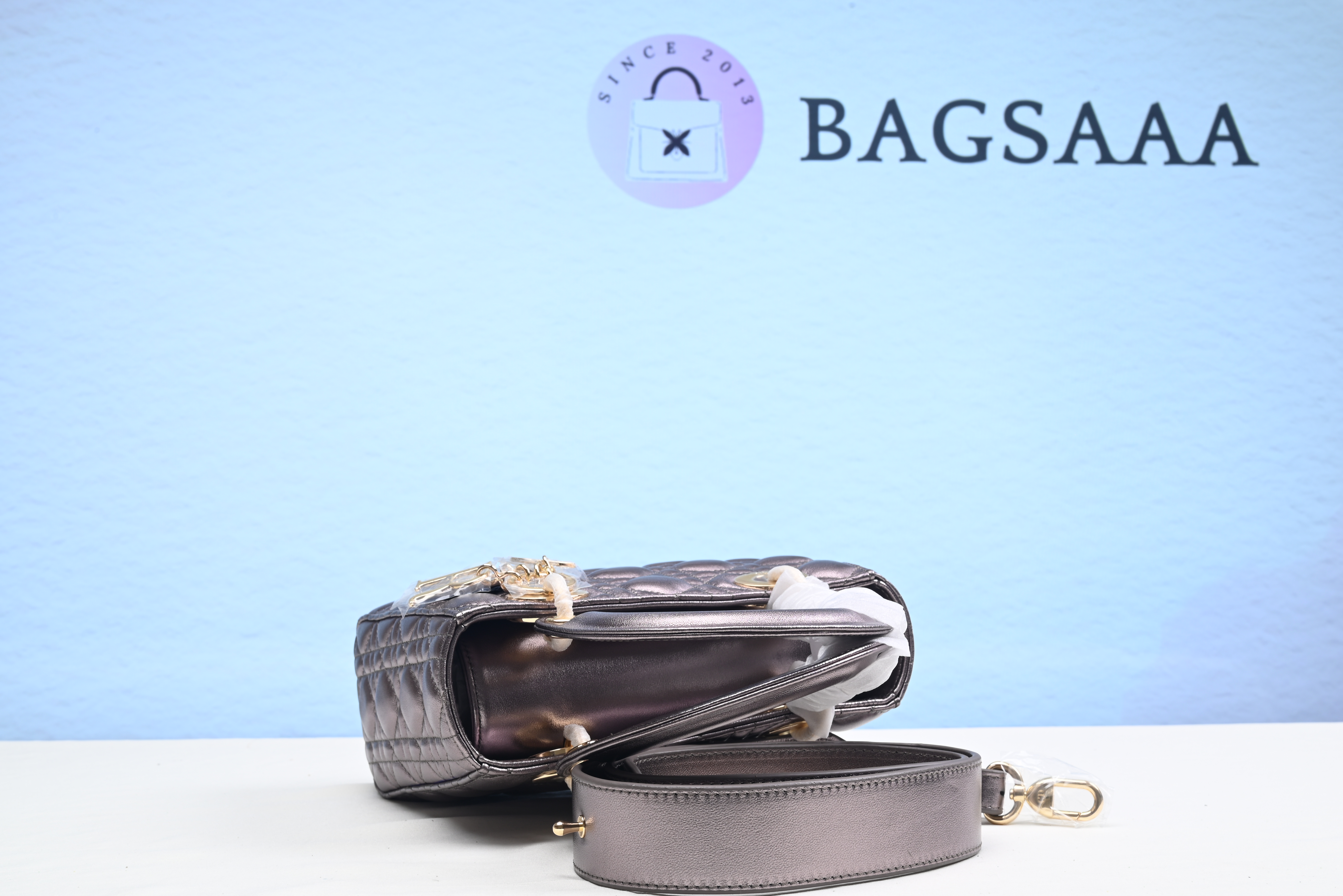 Bagsaaa D10r Medium Lady Dark Silver Gold Hardware