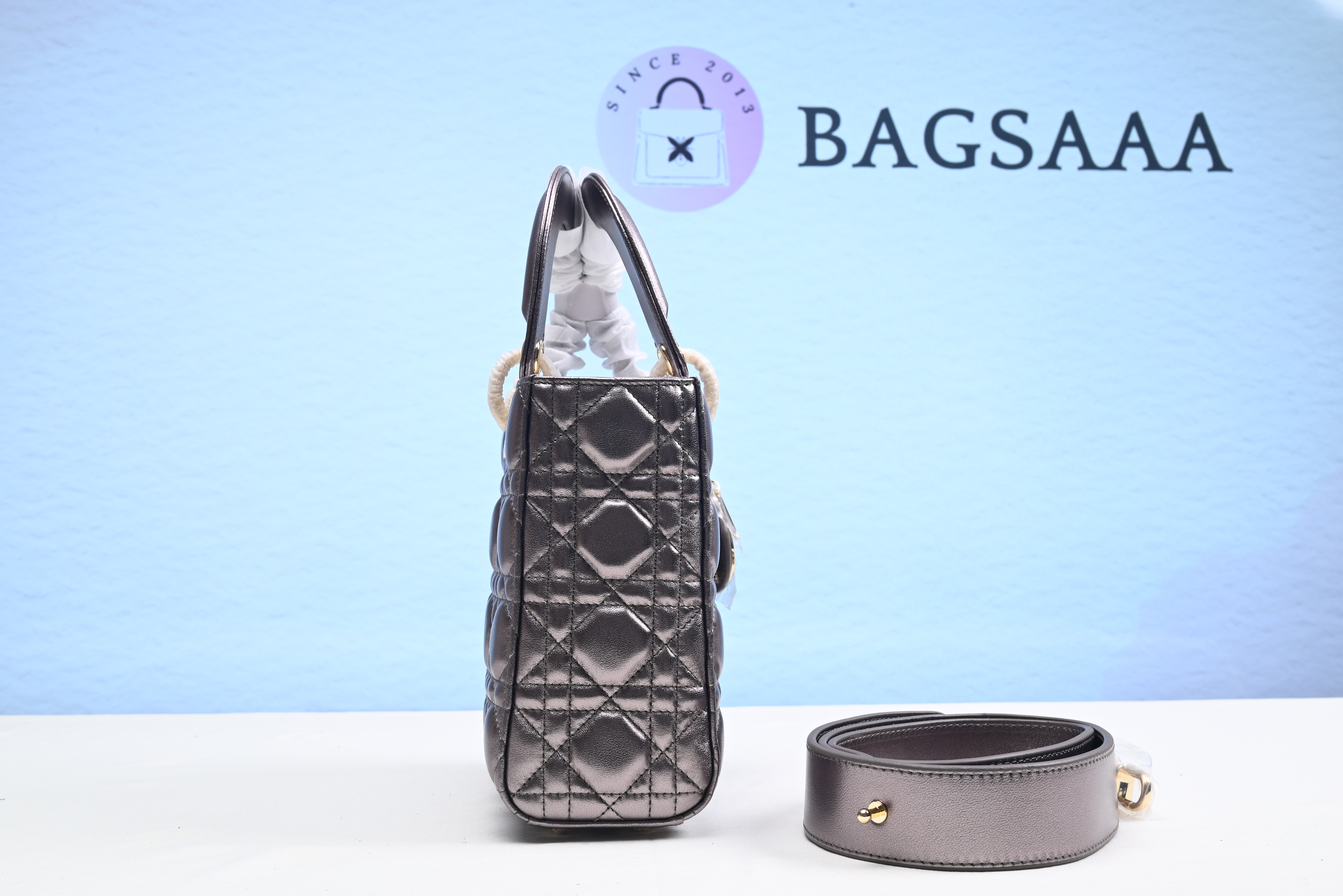 Bagsaaa D10r Medium Lady Dark Silver Gold Hardware