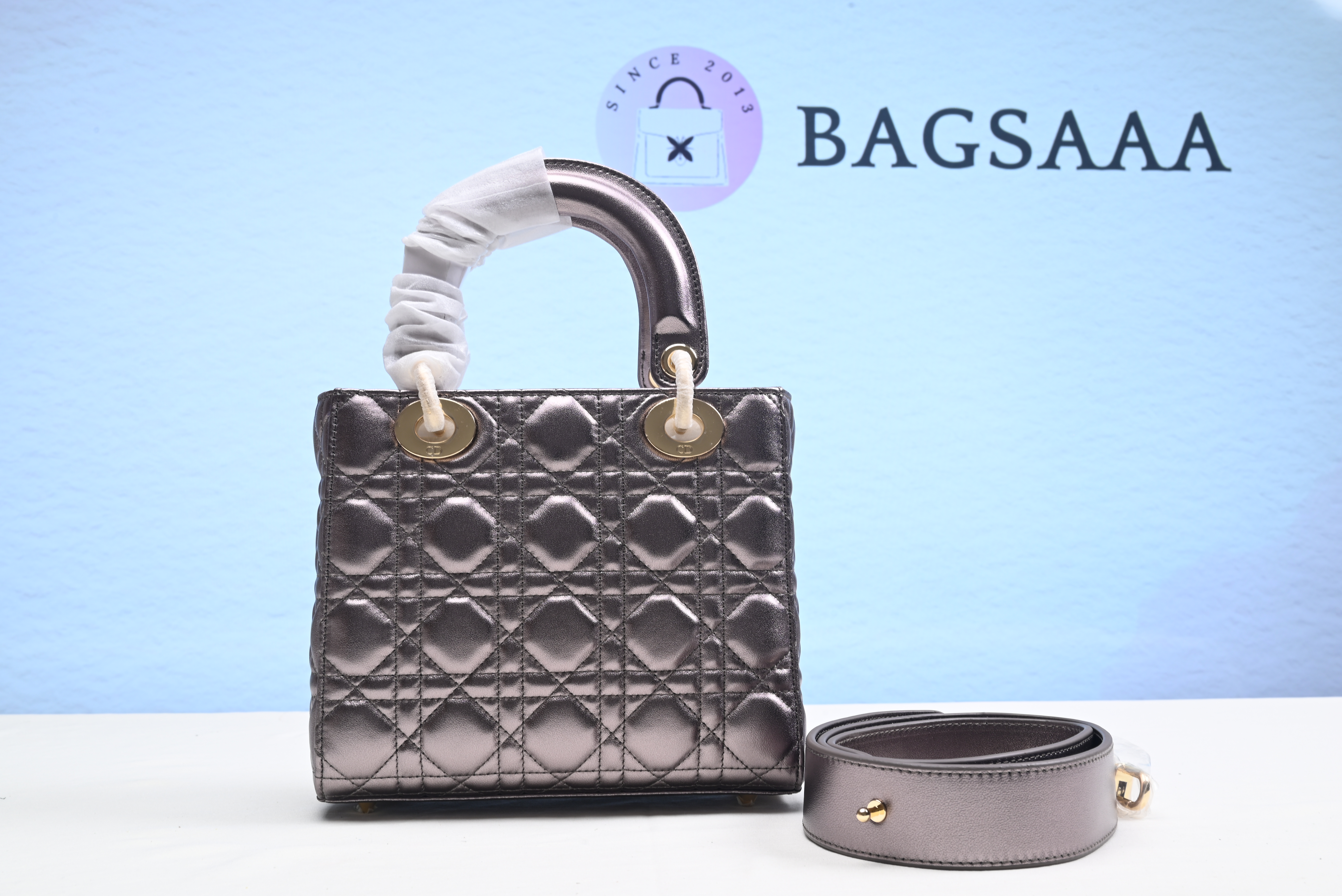 Bagsaaa D10r Medium Lady Dark Silver Gold Hardware