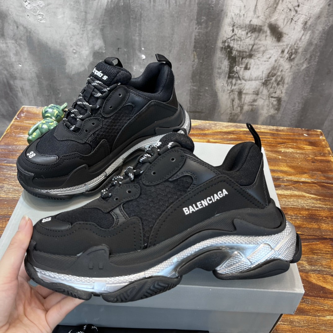 BAGSAAA Ba1en*iaga BLACK ‘TRIPLE S’ SNEAKERS BLACK