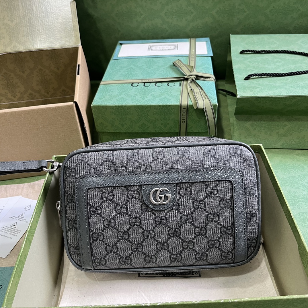 BAGSAAA Gv*c OPHIDIA GG POUCH GREY