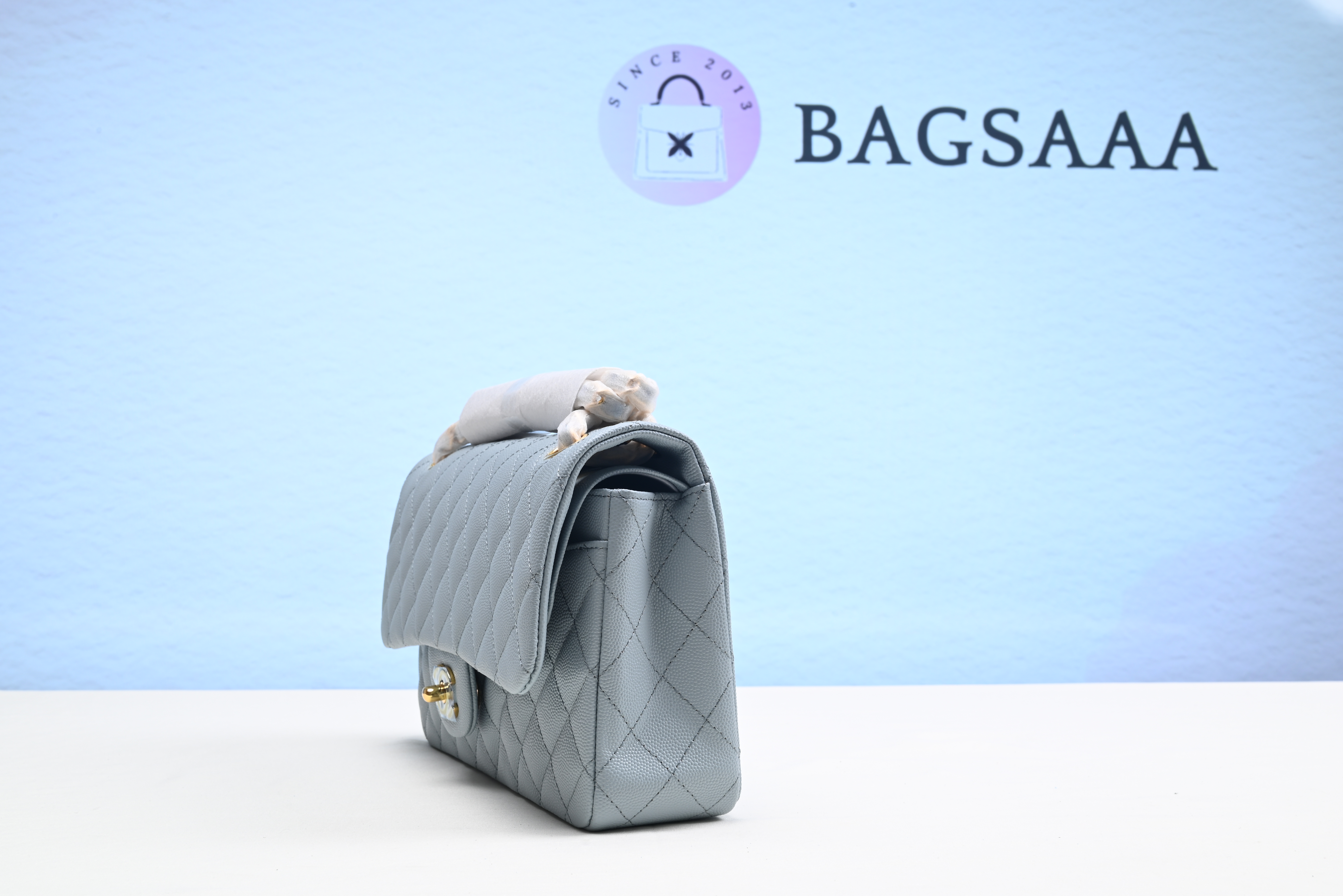 Bagsaaa Ch**el Classic Flap Bag In Light Blue Caviar - 25cm