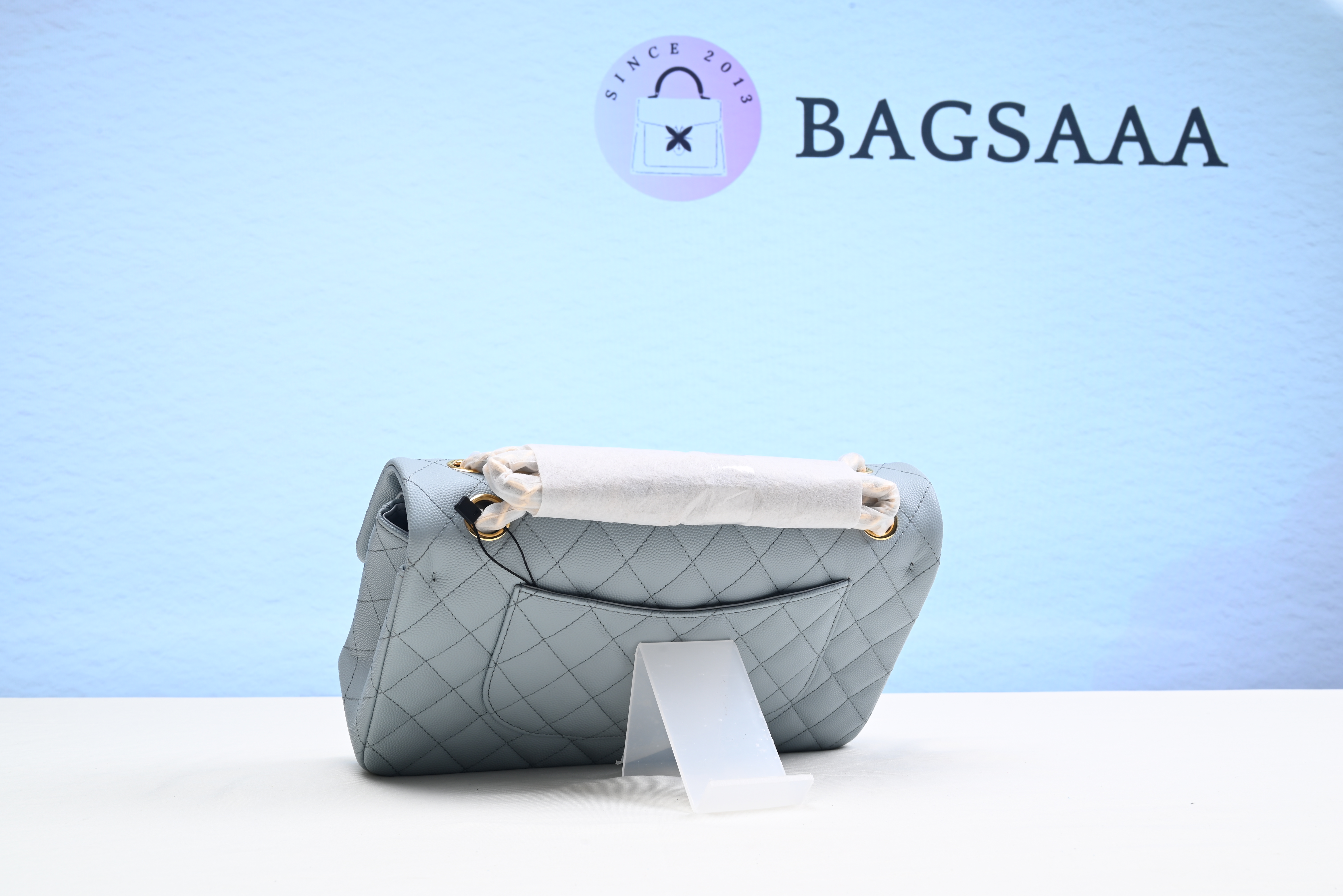 Bagsaaa Ch**el Classic Flap Bag In Light Blue Caviar - 25cm