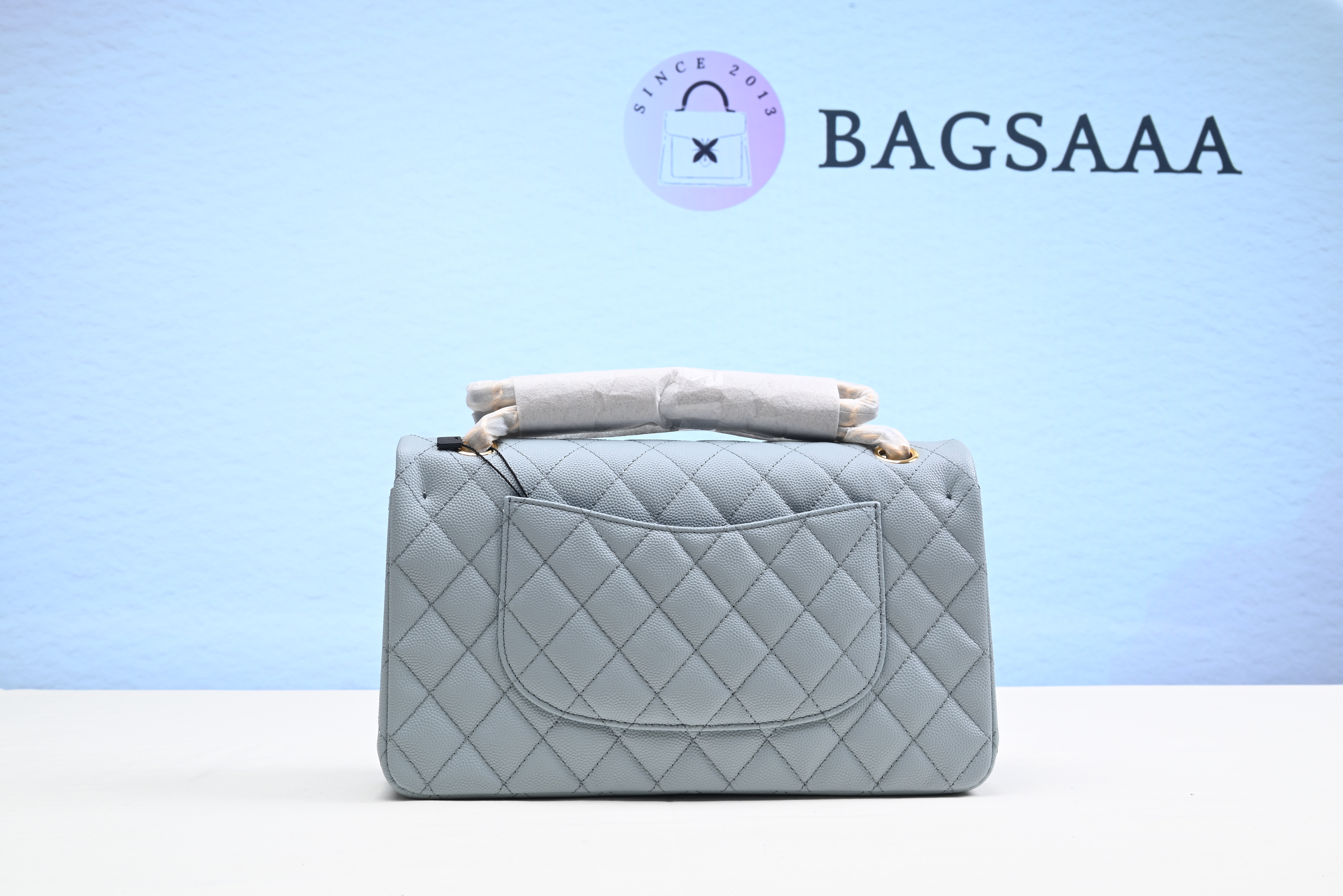Bagsaaa Ch**el Classic Flap Bag In Light Blue Caviar - 25cm