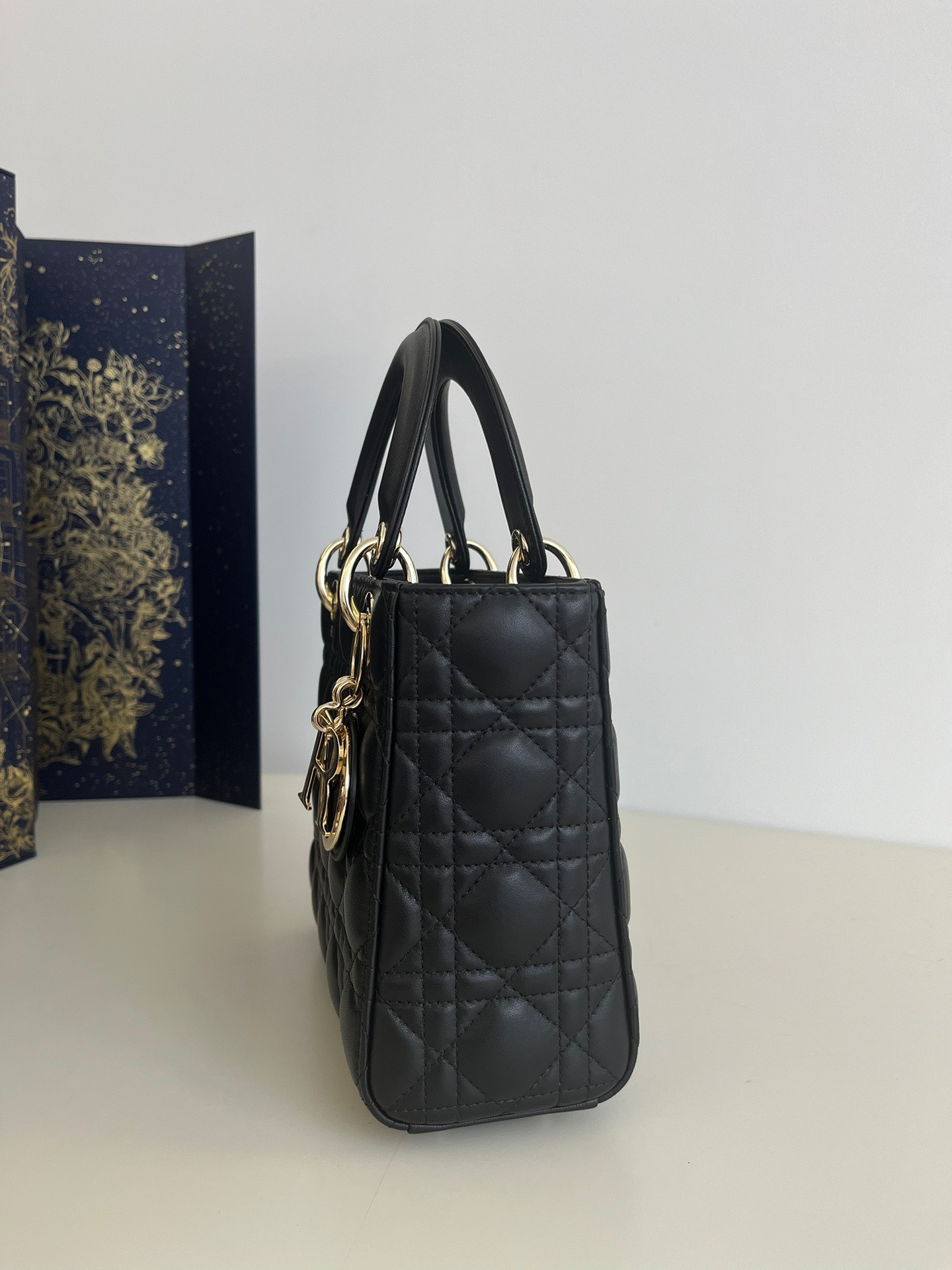 Bagsaaa Small Lady D10r My ABCD10r Bag Black Cannage Lambskin - 20 x 17 x 8 cm