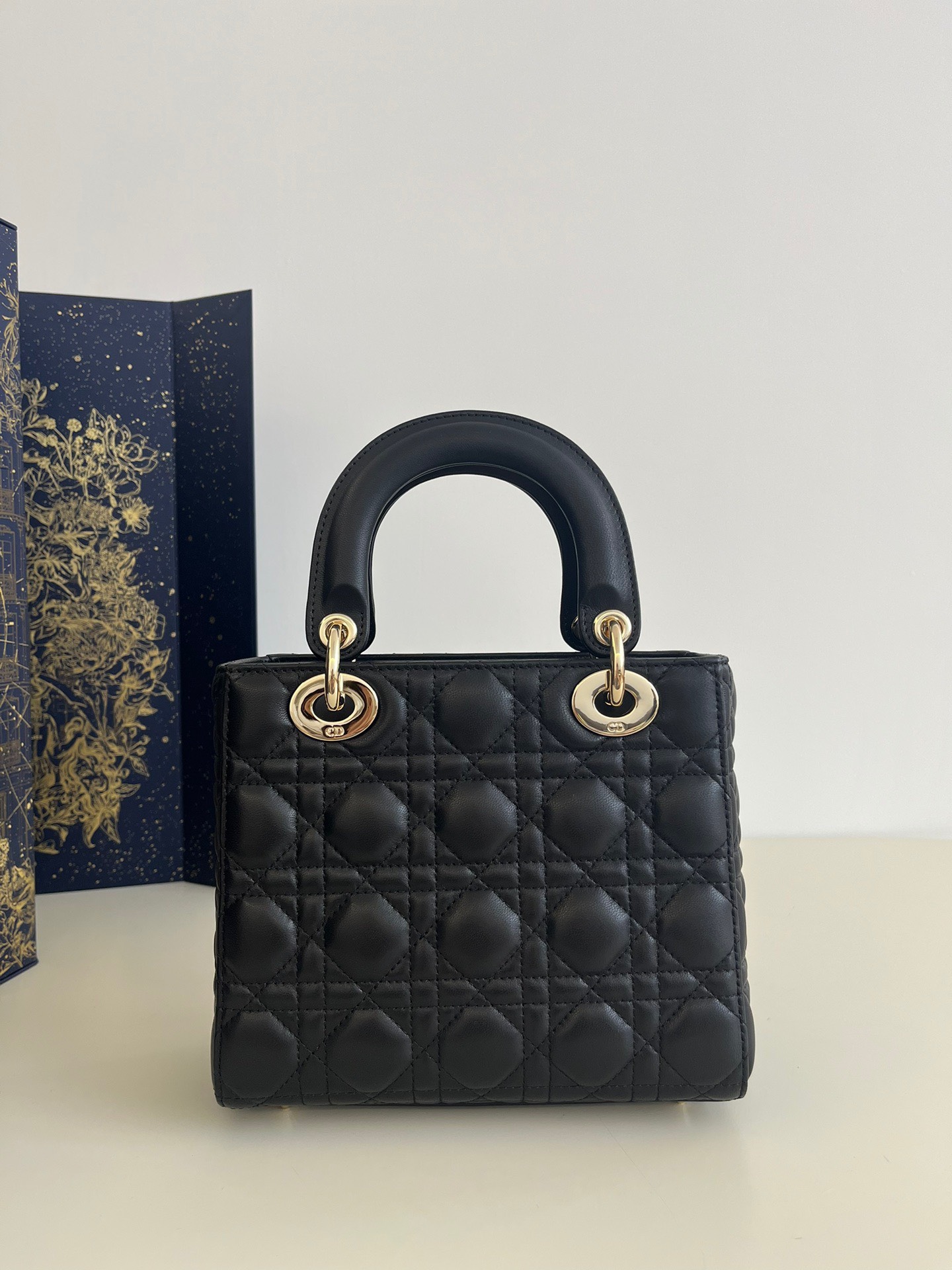 Bagsaaa Small Lady D10r My ABCD10r Bag Black Cannage Lambskin - 20 x 17 x 8 cm