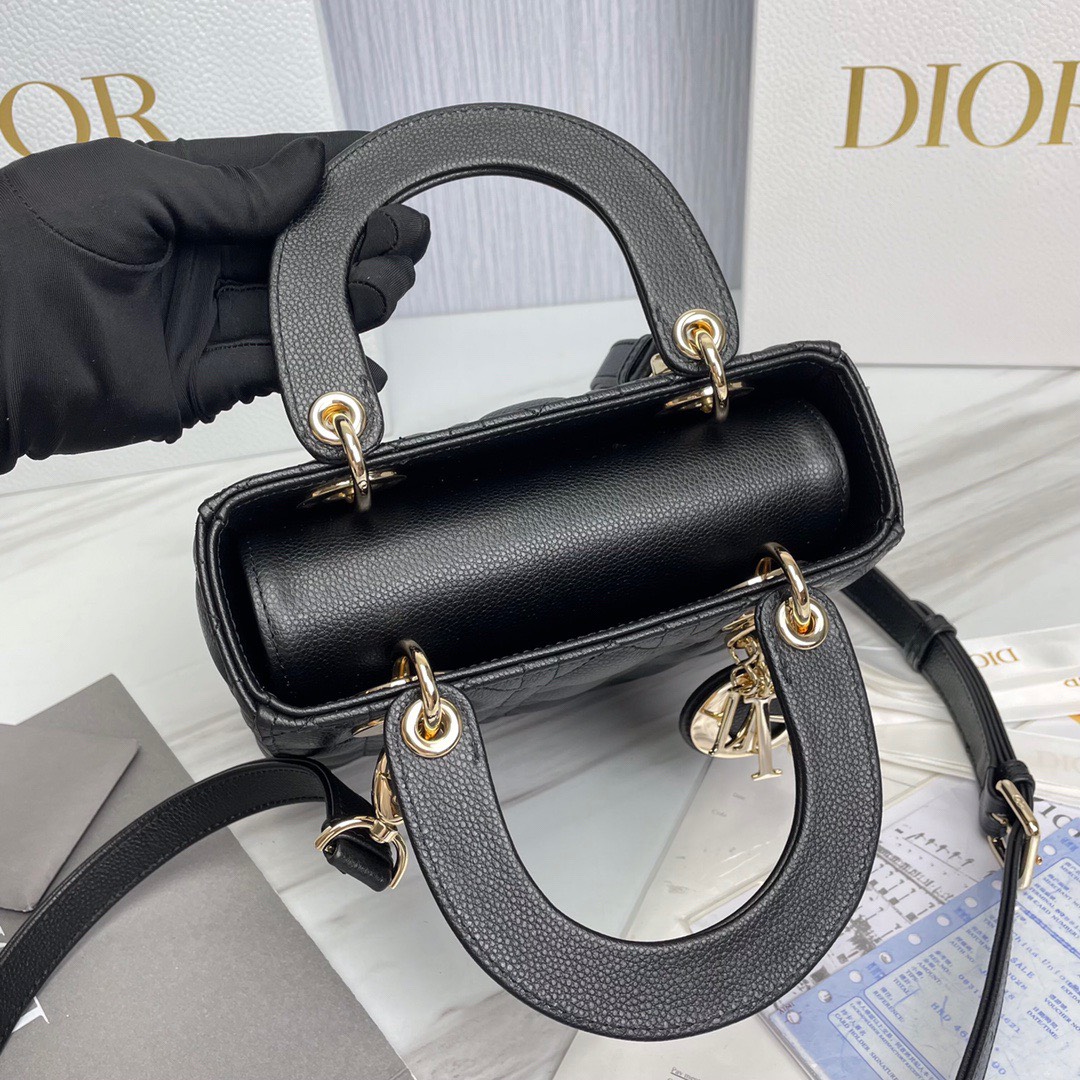 Bagsaaa D10r Lady Small Lady D10r Bag Black Grained Cannage Calfskin