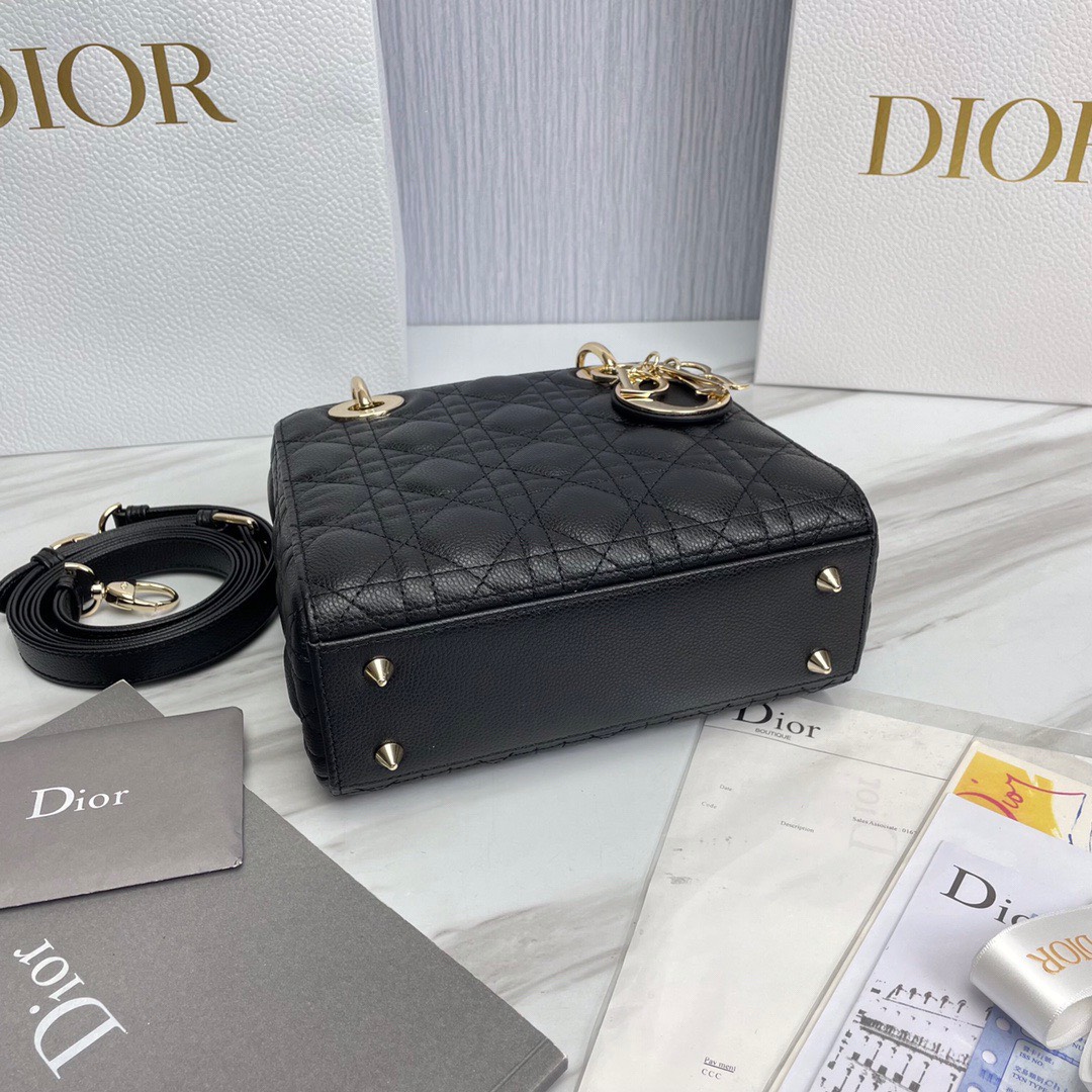 Bagsaaa D10r Lady Small Lady D10r Bag Black Grained Cannage Calfskin