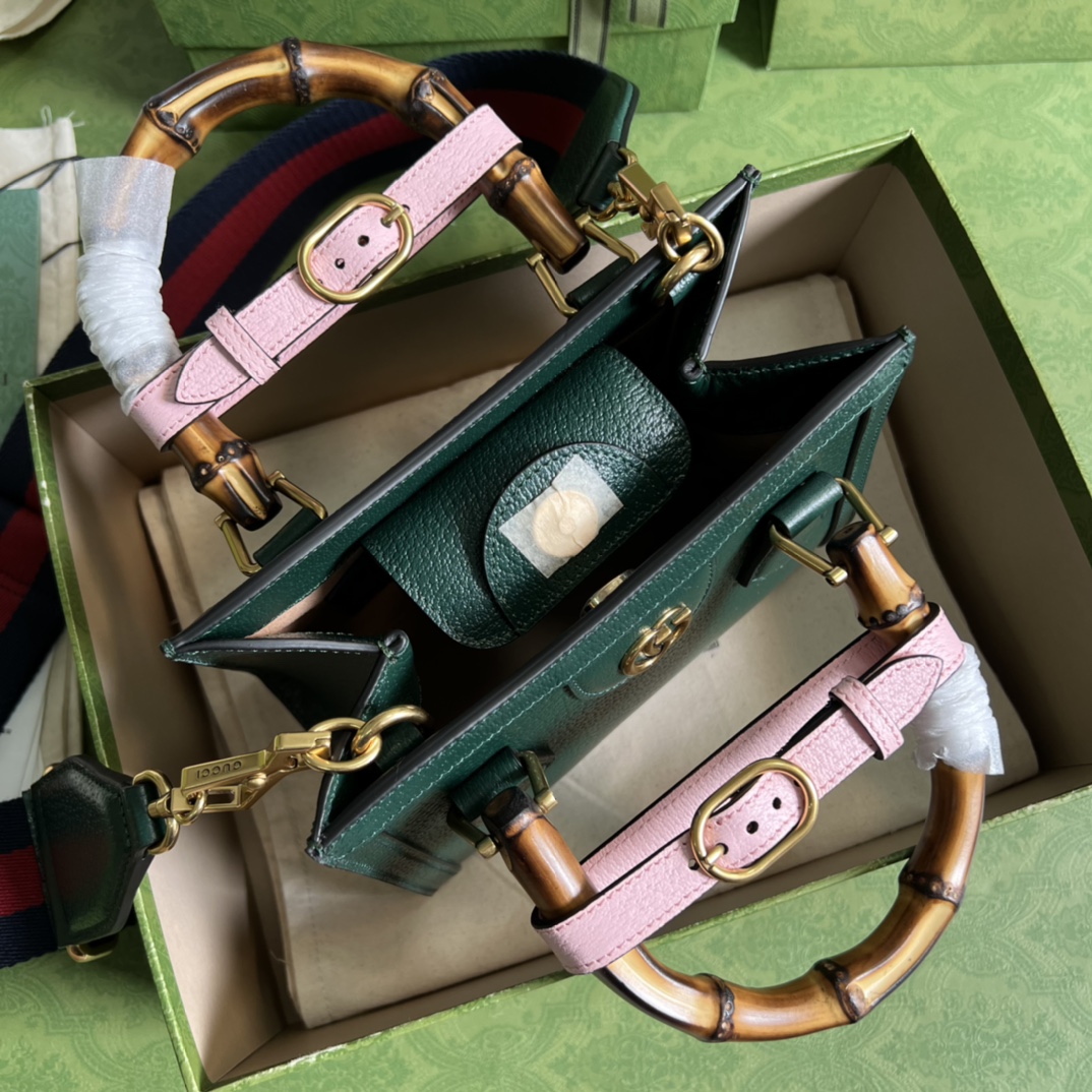 Bagsaaa Gvc*1 Diana GG tote bag dark green - 20*16*10cm
