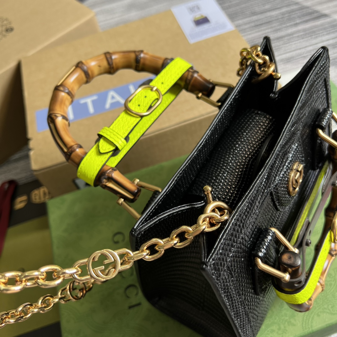 Bagsaaa Gvc*1 Mini Diana Lizard Black Leather 20x15.5x10cm