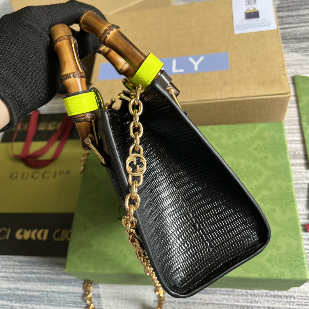 Bagsaaa Gvc*1 Mini Diana Lizard Black Leather 20x15.5x10cm