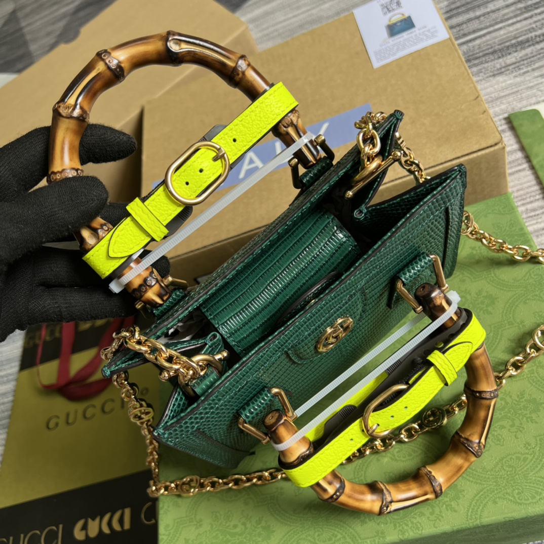 Bagsaaa Gvc*1 Mini Diana Lizard Green Leather 20x15.5x10cm