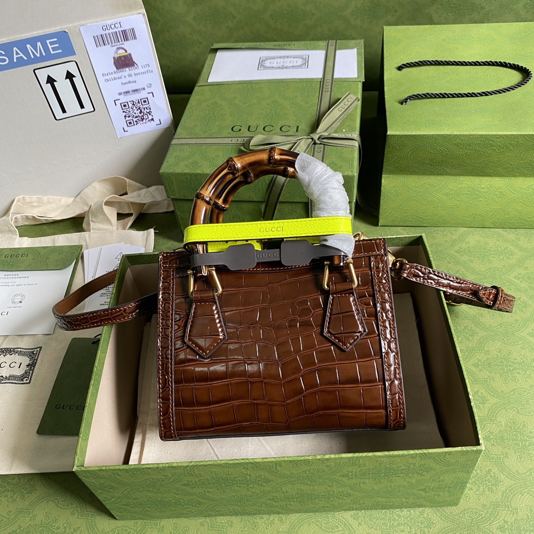 Bagsaaa Gvc*1 Mini Diana Crocodile Brown Leather 20x15.5x10cm
