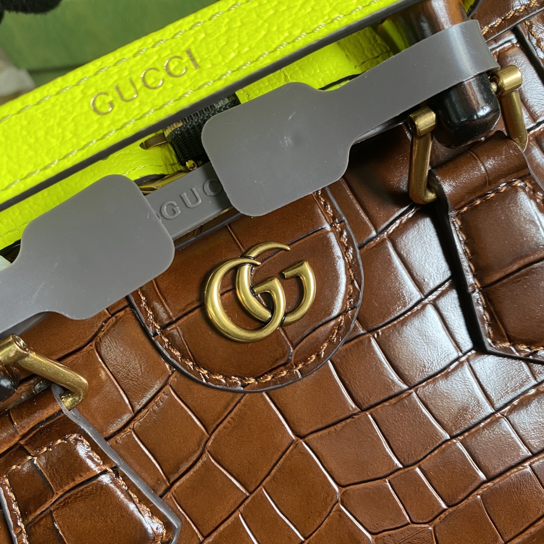 Bagsaaa Gvc*1 Mini Diana Crocodile Brown Leather 20x15.5x10cm