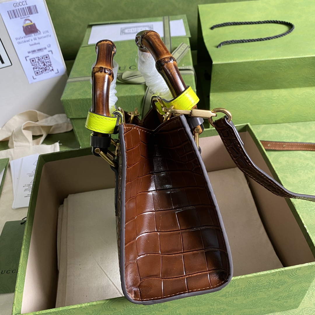 Bagsaaa Gvc*1 Mini Diana Crocodile Brown Leather 20x15.5x10cm