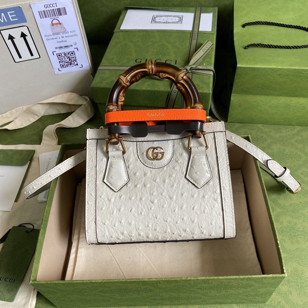 Bagsaaa Gvc*1 Mini Diana Ostrick White Leather 20x15.5x10cm