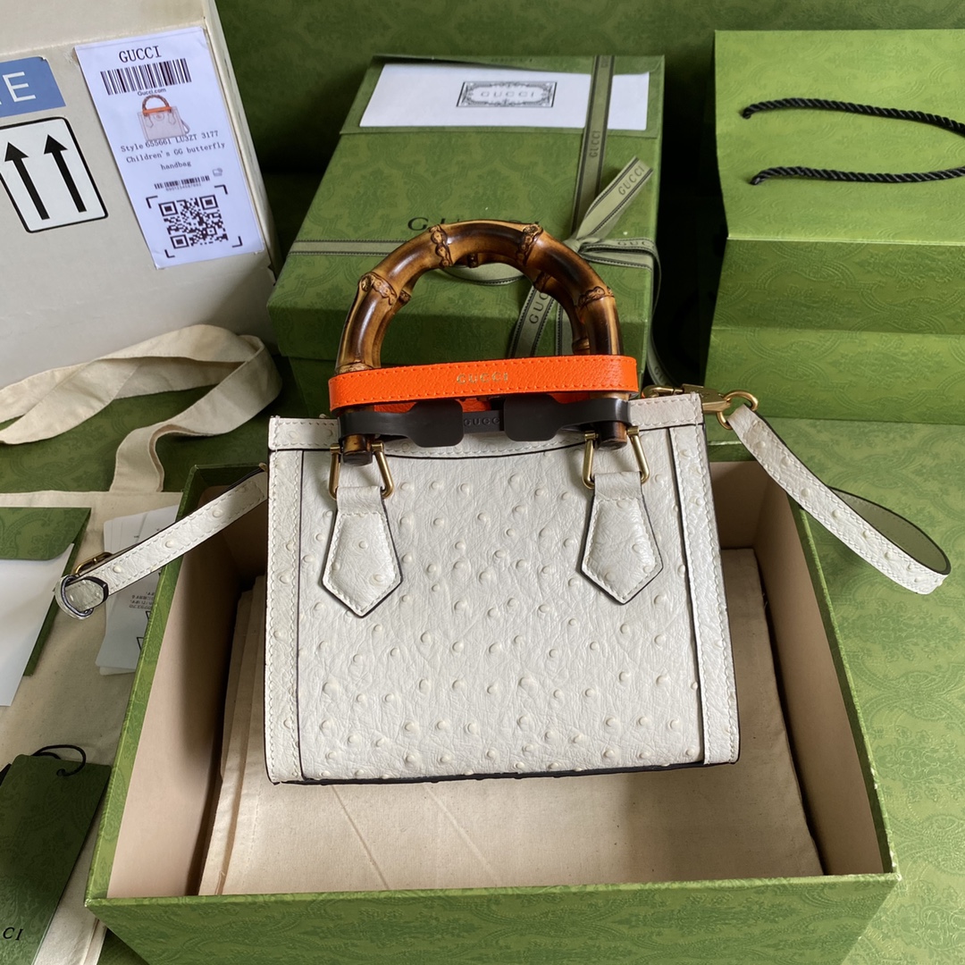 Bagsaaa Gvc*1 Mini Diana Ostrick White Leather 20x15.5x10cm