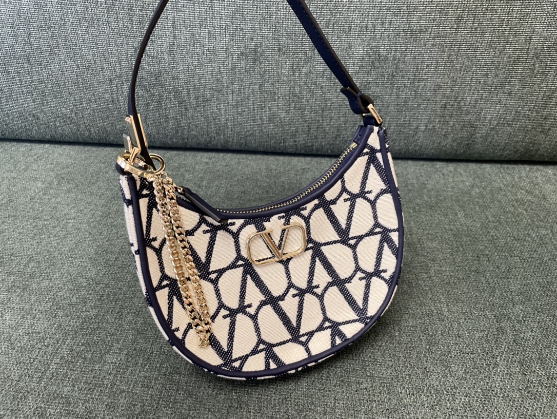 Bagsaaa Va1e*ntin0 Garavani VLogo Toile Iconographe Mini shoulder navy