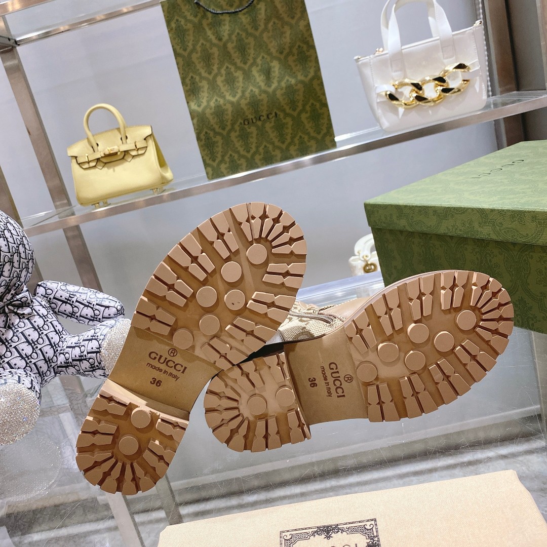 Bagsaaa Gvc*1 Canvas And Leather GG Jumbo Boots