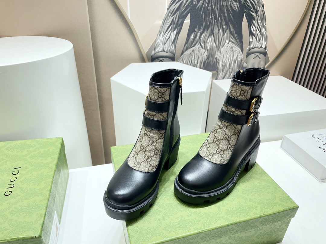 Bagsaaa Gvc*1 Trip Printed Coated-canvas And Leather Ankle Boots - Black