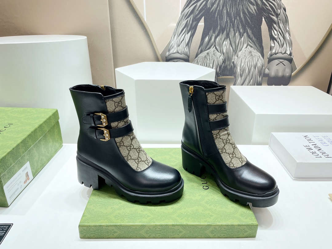 Bagsaaa Gvc*1 Trip Printed Coated-canvas And Leather Ankle Boots - Black