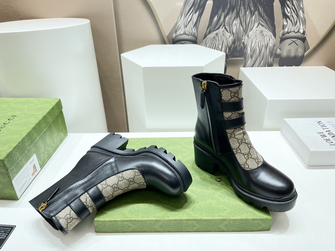 Bagsaaa Gvc*1 Trip Printed Coated-canvas And Leather Ankle Boots - Black