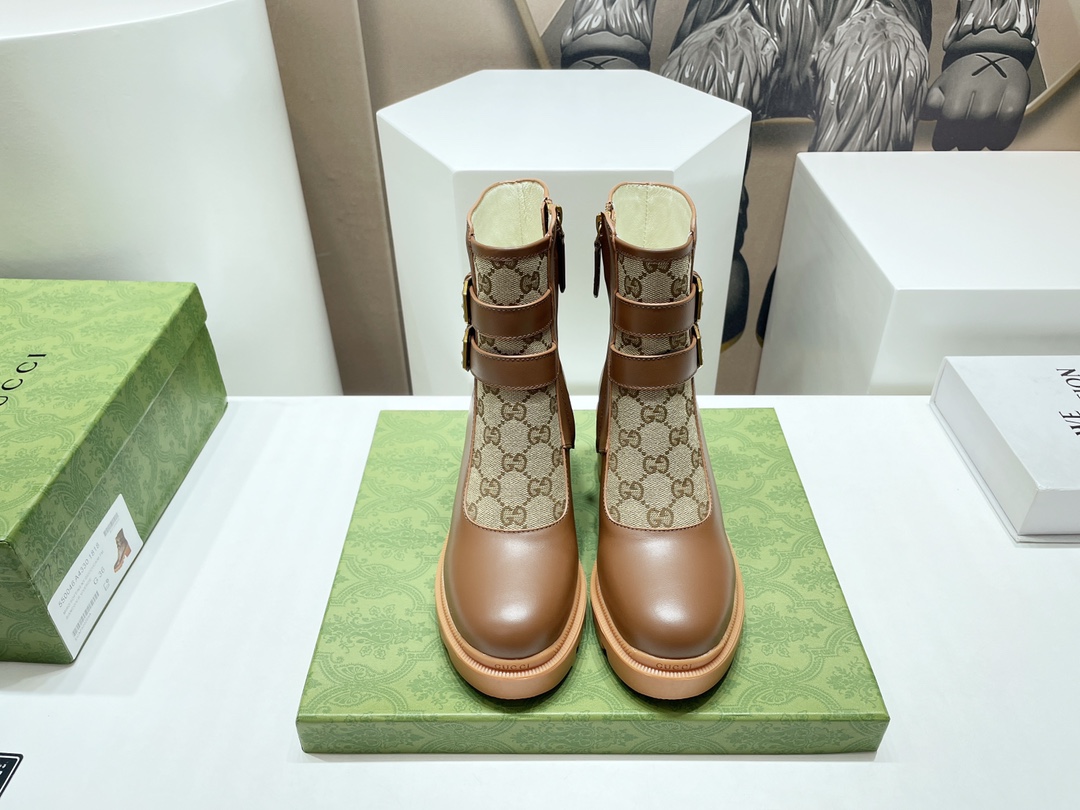 Bagsaaa Gvc*1 Trip Printed Coated-canvas And Leather Ankle Boots - Brown