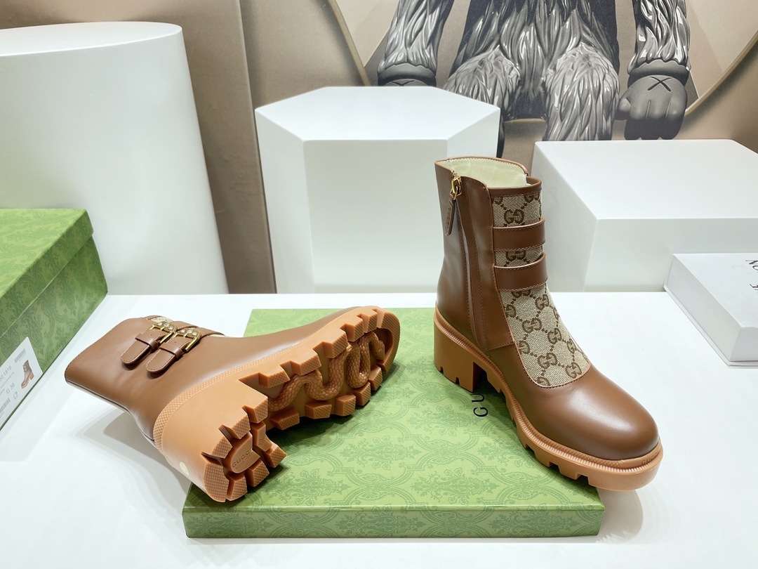 Bagsaaa Gvc*1 Trip Printed Coated-canvas And Leather Ankle Boots - Brown