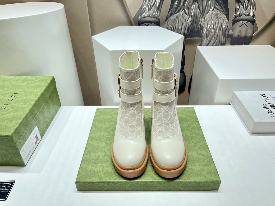 Bagsaaa Gvc*1 Trip Printed Coated-canvas And Leather Ankle Boots - White